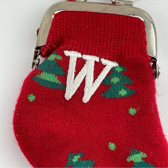 Ganz Sock Coin Purse Christmas Ornament Letter W - Picture 3 of 6